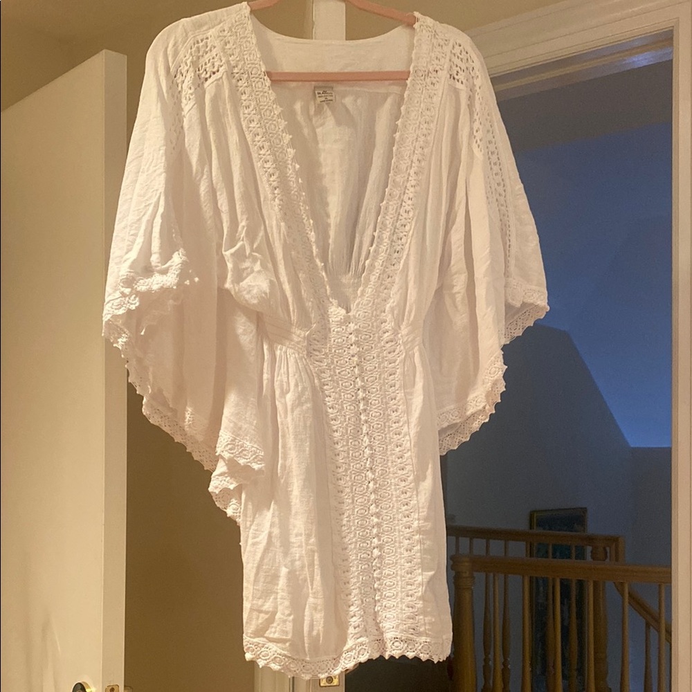 Raul Blanco White Crochet Swim Coverup
